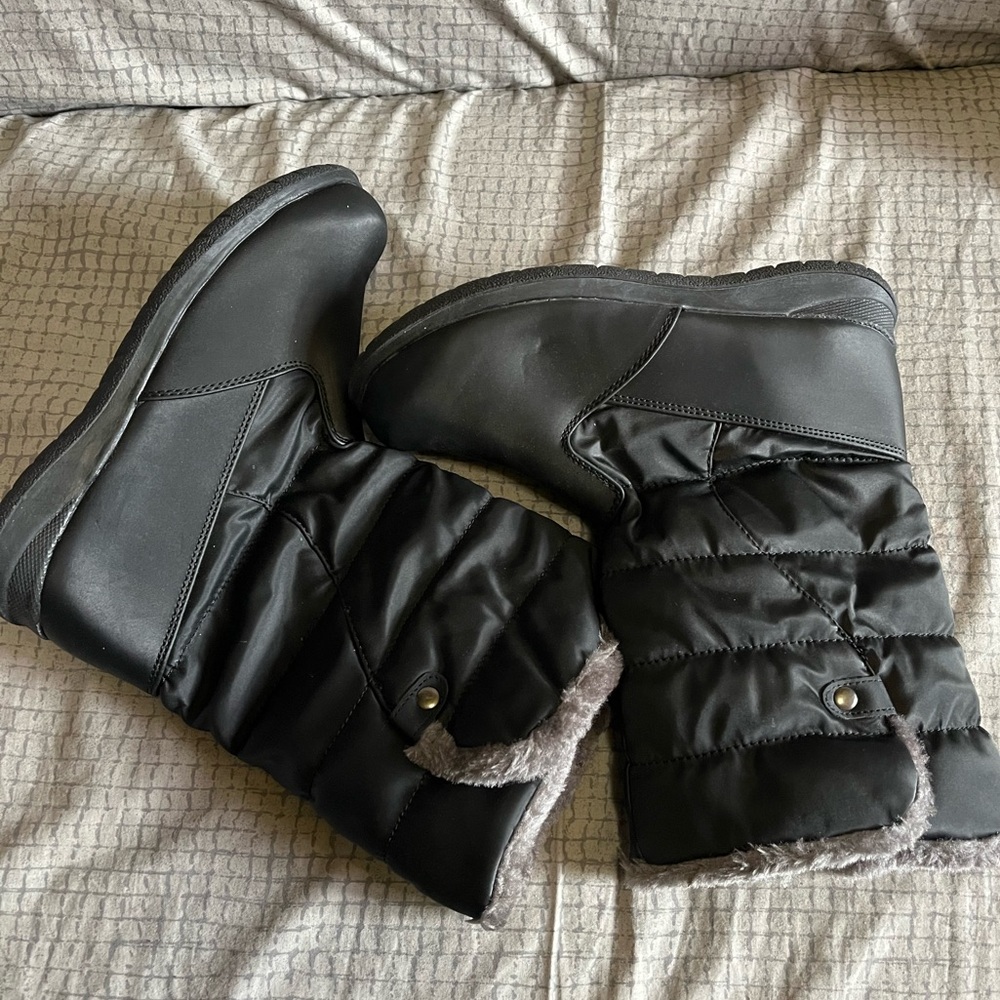 Sporto Janis Waterproof Zip Up Black Snow Boots